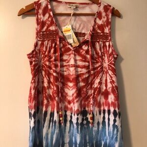 New World Unity Red and Blue Tie-Dye Sleeveless Top Sz S